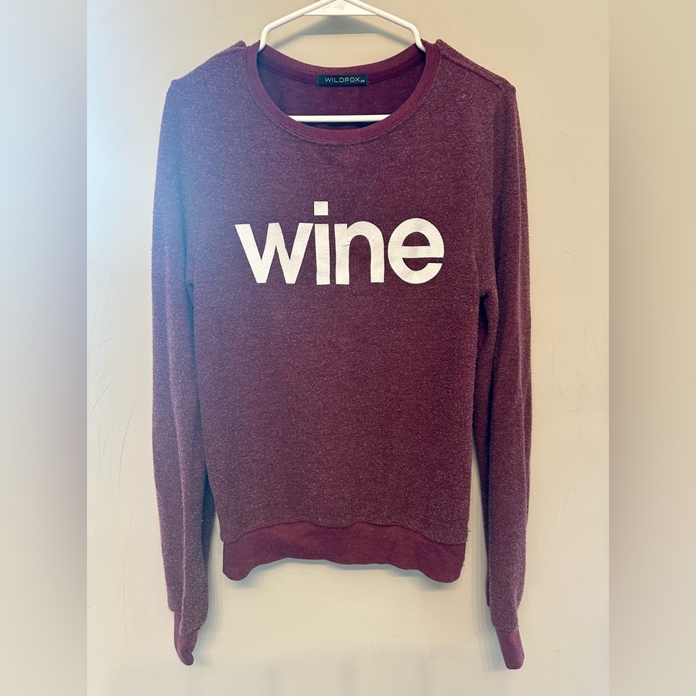 Wildfox Burgundy “Wine” Graphic Sweater XS